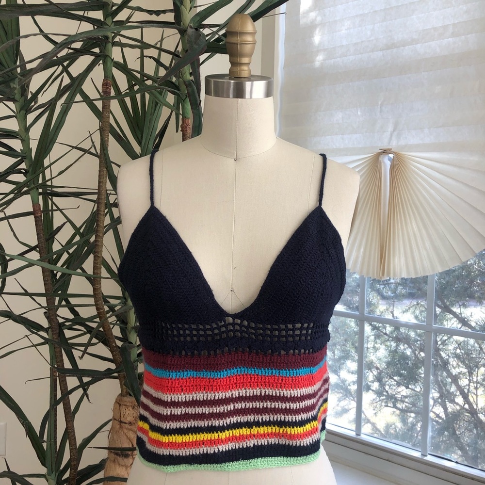 Zara Festival Rainbow Crochet Top